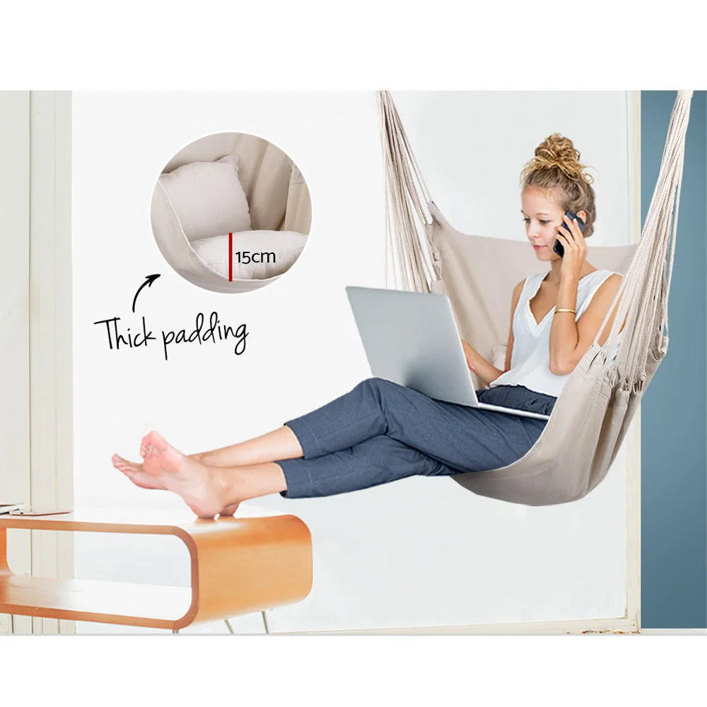 Hammock Swing Chair - Cream - Gardeon