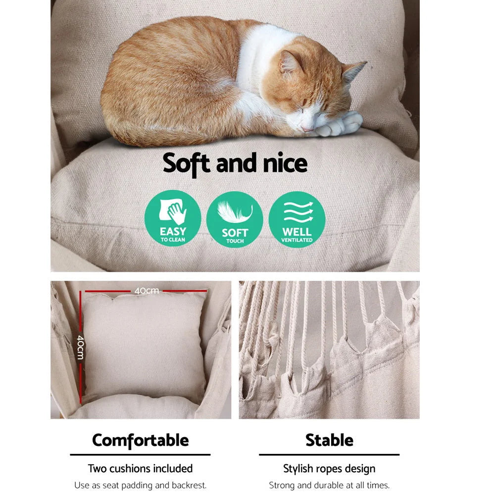 Hammock Swing Chair - Cream - Gardeon