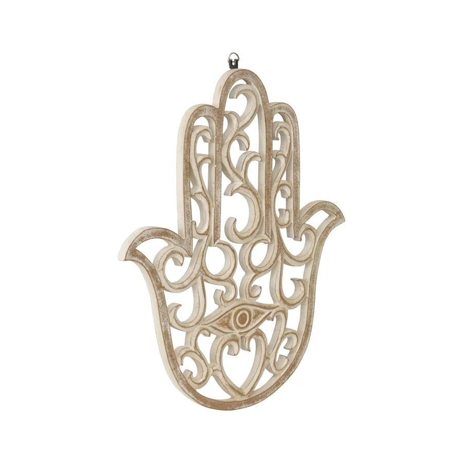 Hand-Carved Lucky Hand Wall Art 35x40cm - Home & Garden >
