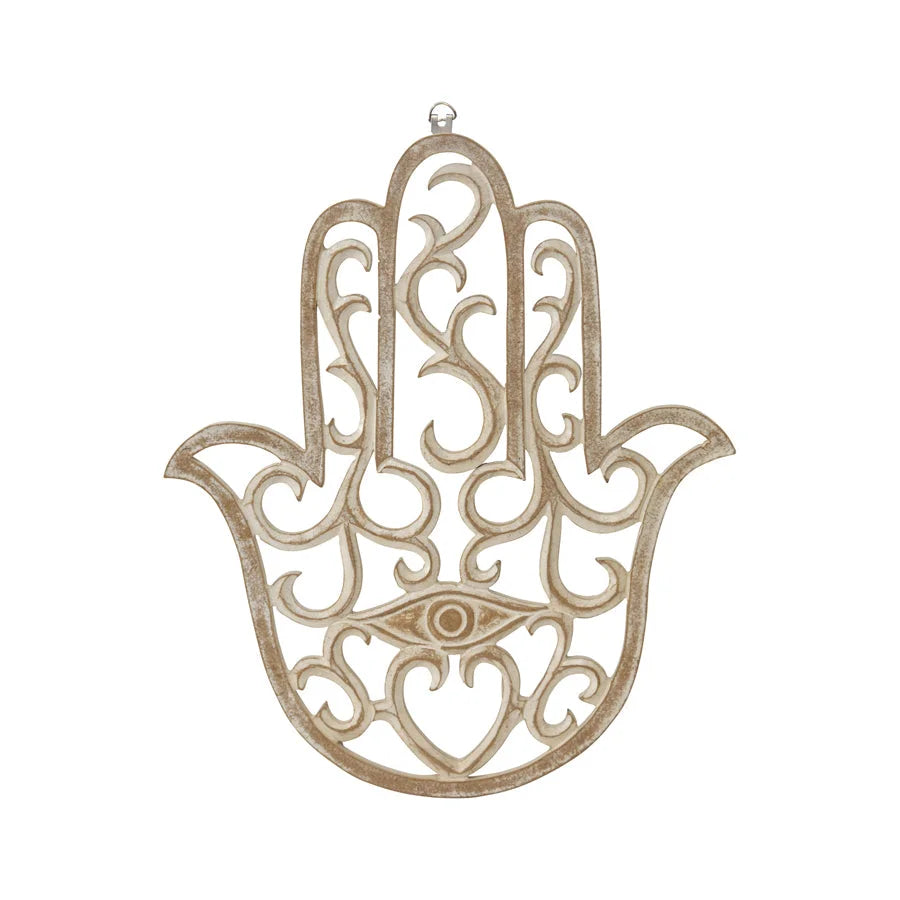 Hand-Carved Lucky Hand Wall Art 35x40cm - Home & Garden >