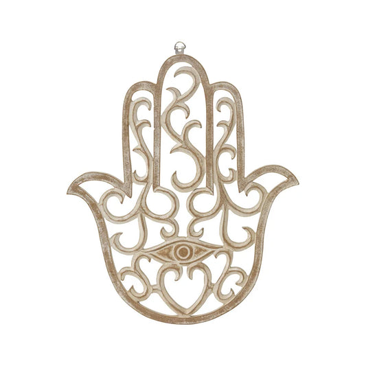 Hand-Carved Lucky Hand Wall Art 35x40cm - Home & Garden >