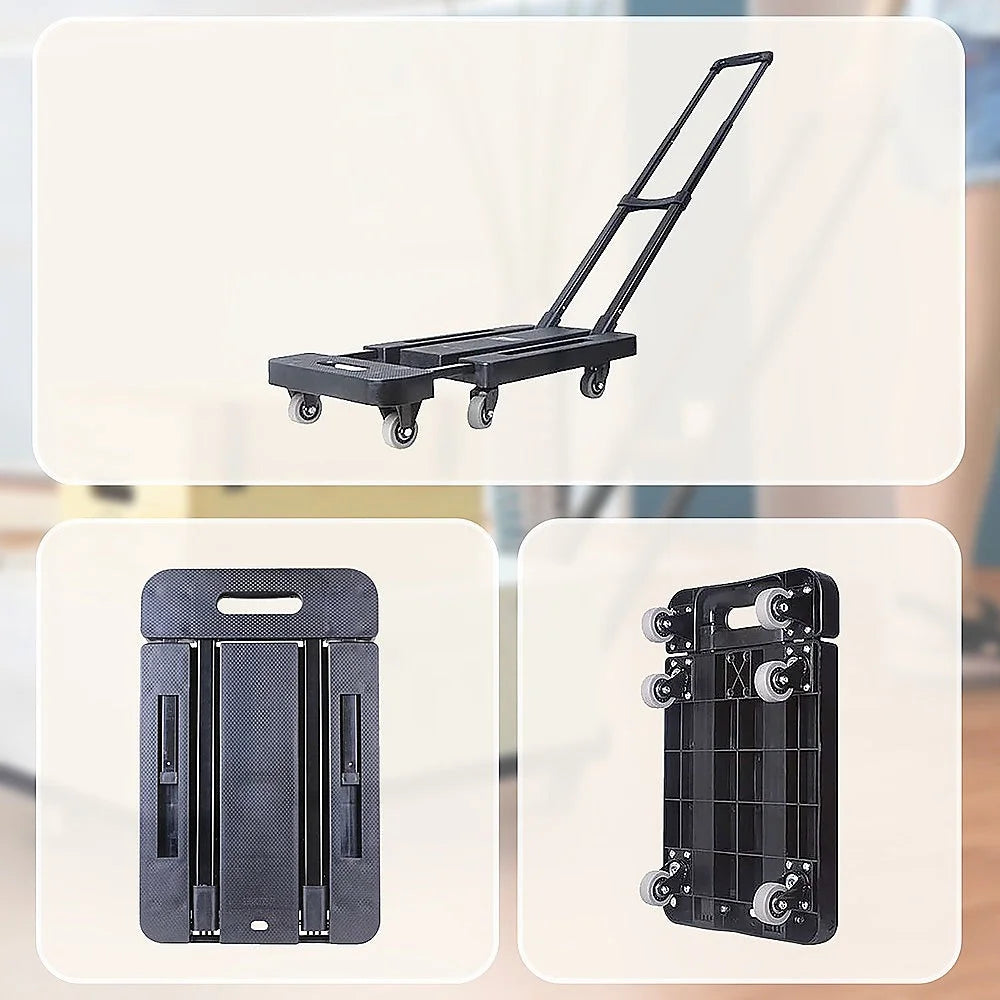 Hand Flatbed Trolley Cart Foldable with 6 x 360 Degree