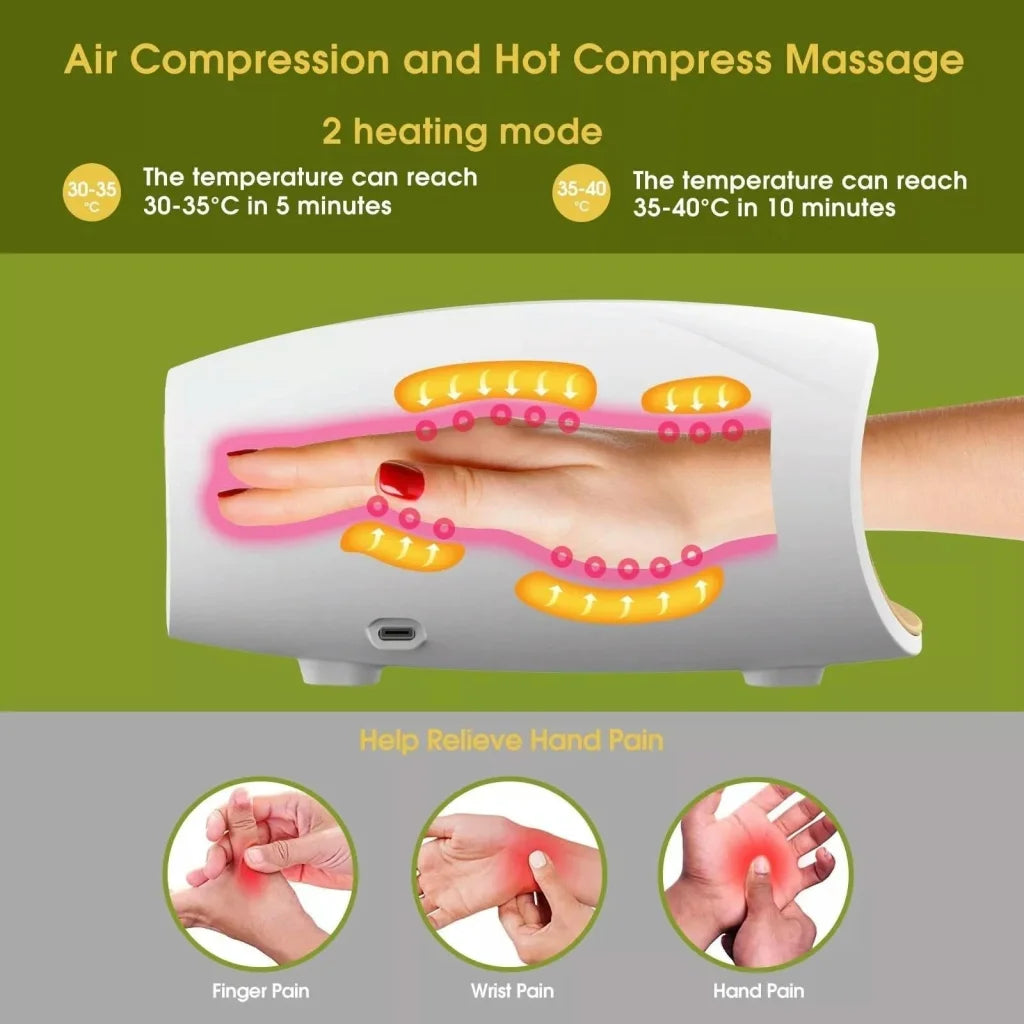 Hand Massager With Heat 3 Intensity Levels Convex Point