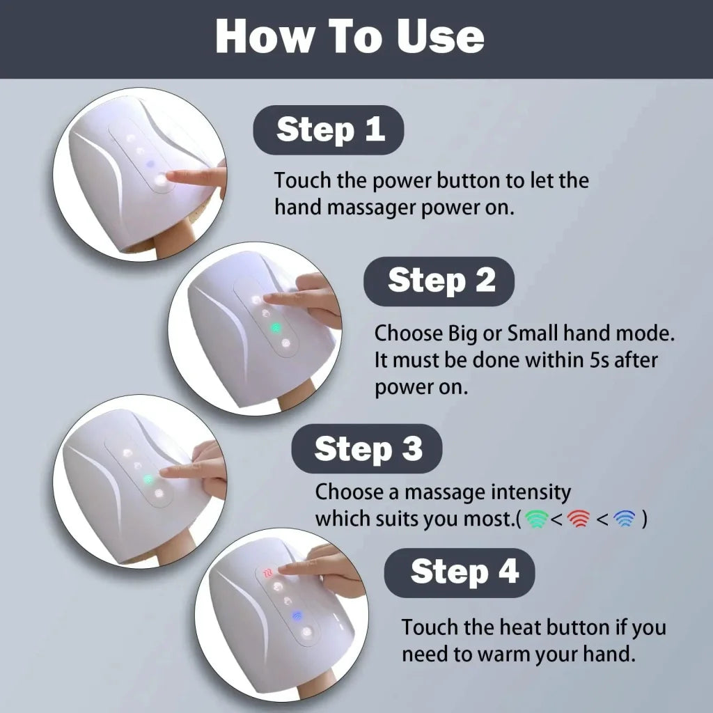 Hand Massager With Heat 3 Intensity Levels Convex Point