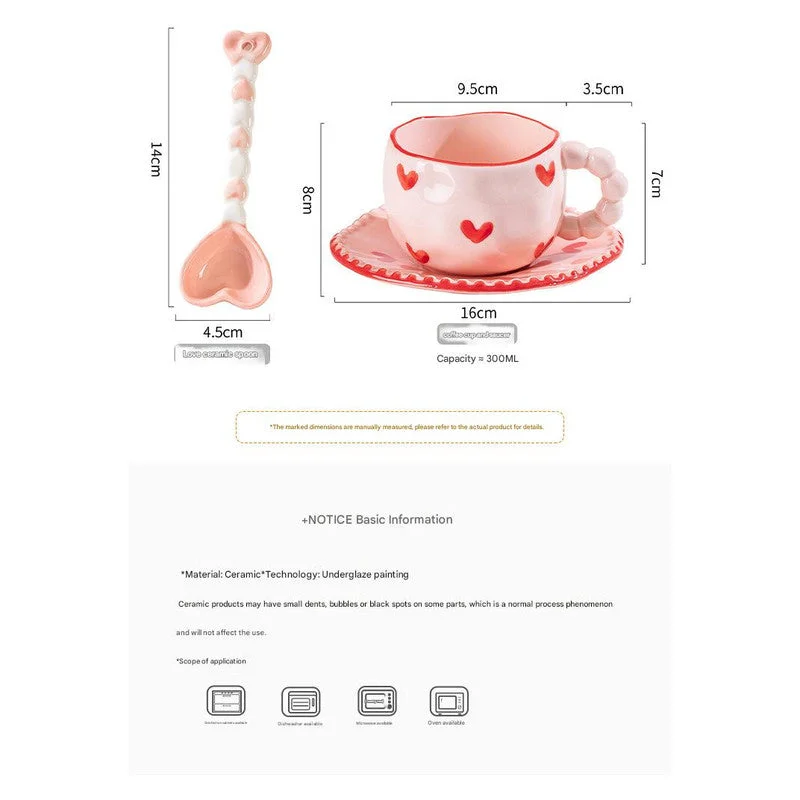 Hand-Painted Ceramic Coffee Mug and Saucer Set - Whimsical