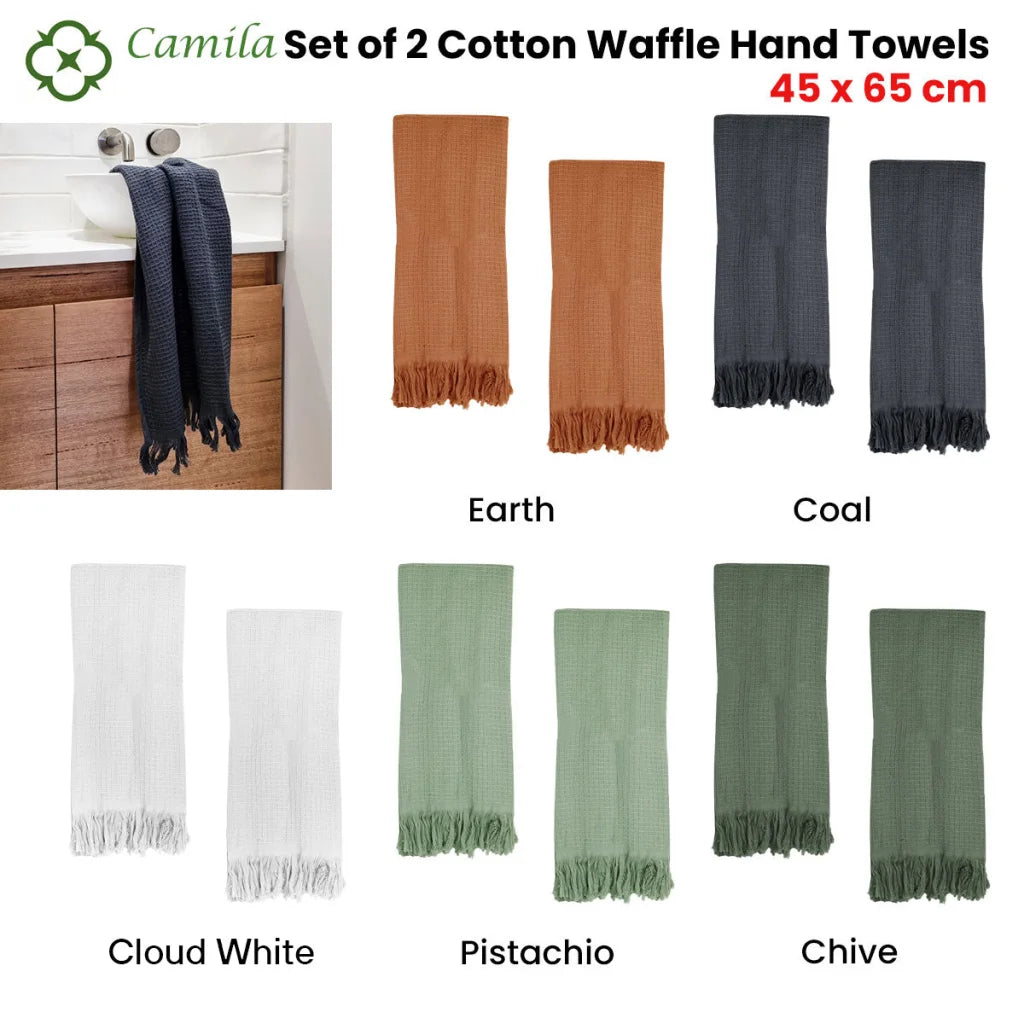 Hand Towels Set of 2 J Elliot Home Camila Cotton Waffle