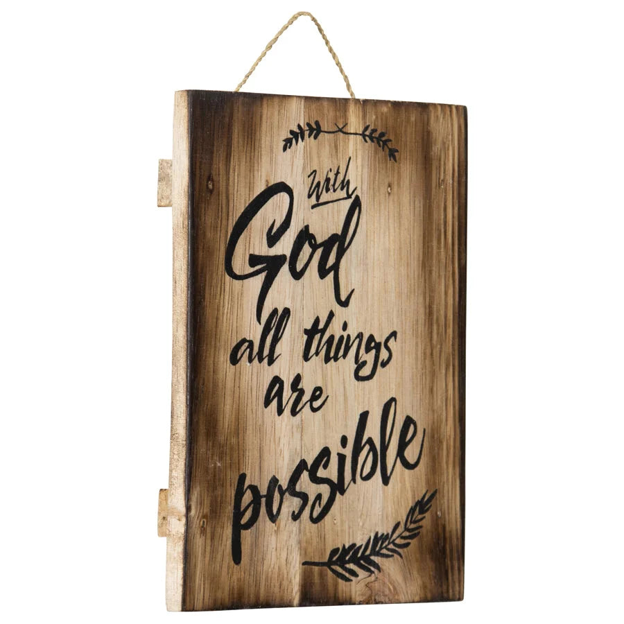 Handcrafted ’All Things Possible’ Wall Art 15x3cm - Home &