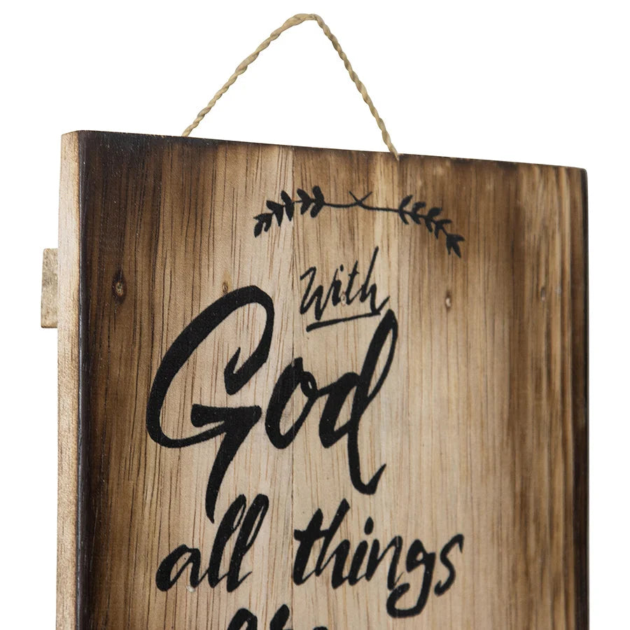 Handcrafted ’All Things Possible’ Wall Art 15x3cm - Home &