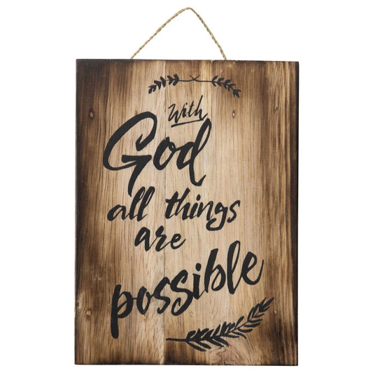 Handcrafted ’All Things Possible’ Wall Art 15x3cm - Home &