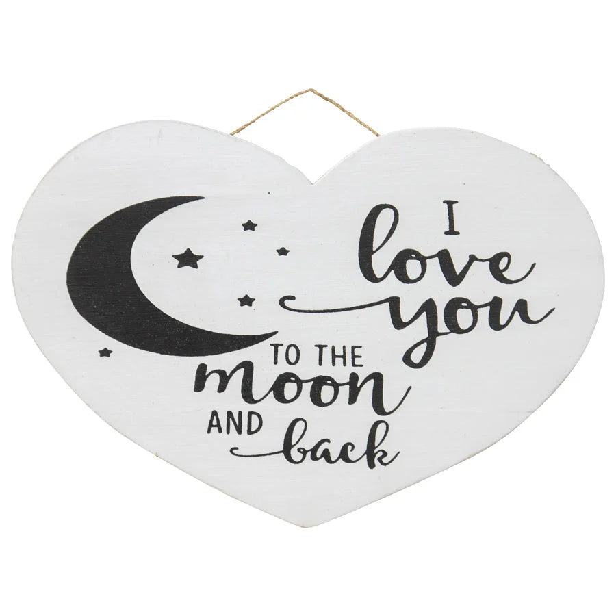 Handcrafted ’Love You to the Moon’ Heart Wall Art 20x2cm