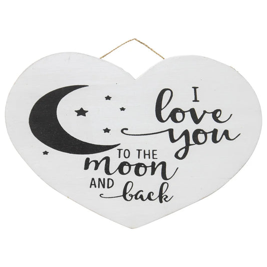 Handcrafted ’Love You to the Moon’ Heart Wall Art 20x2cm