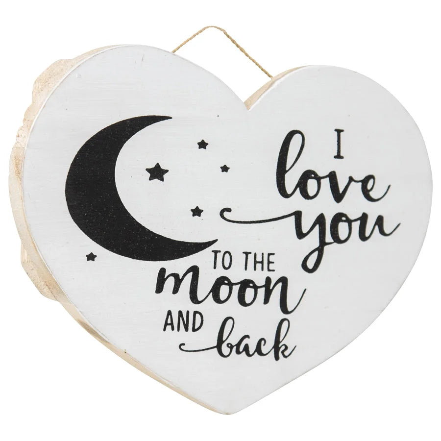 Handcrafted ’Love You to the Moon’ Heart Wall Art 20x2cm