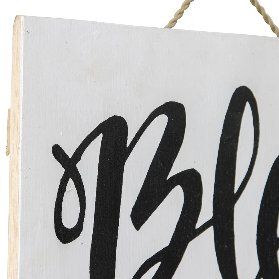 Handcrafted Monochrome Bless Our Nest Wall Art 30x2cm