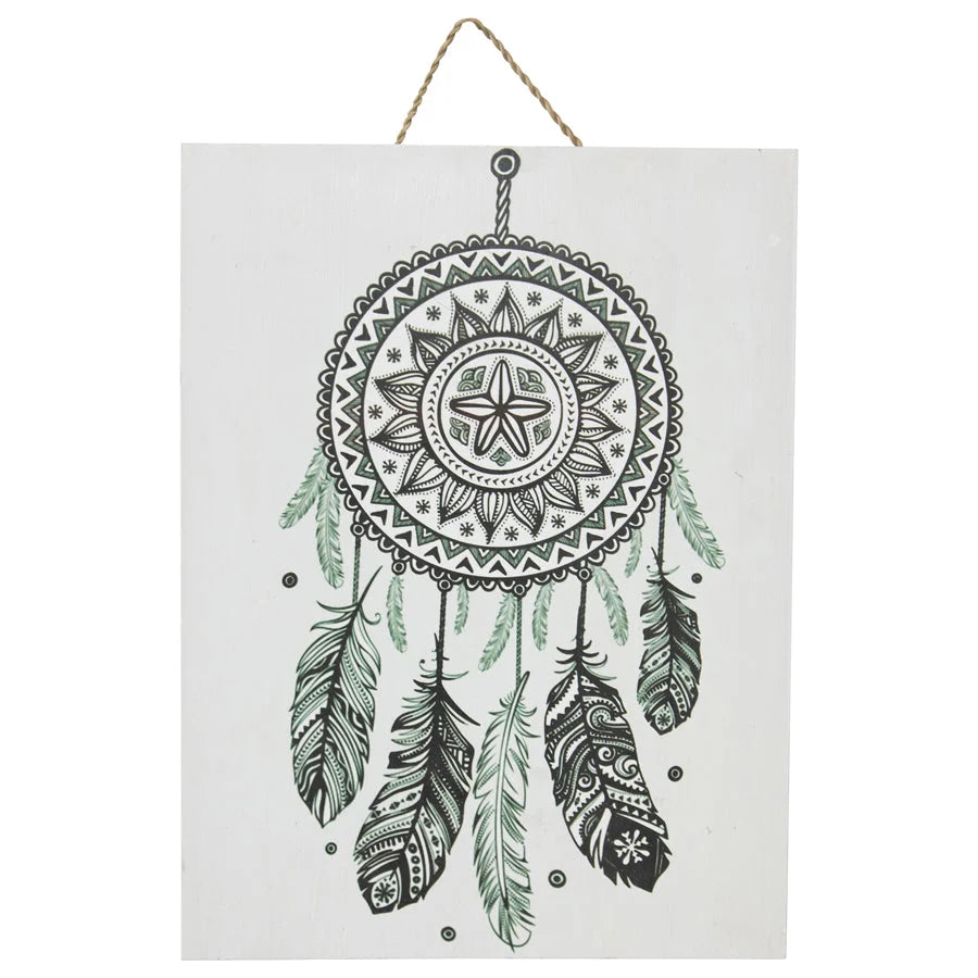 Handcrafted Monochrome Dream Catcher Wall Art 30x2cm - Home