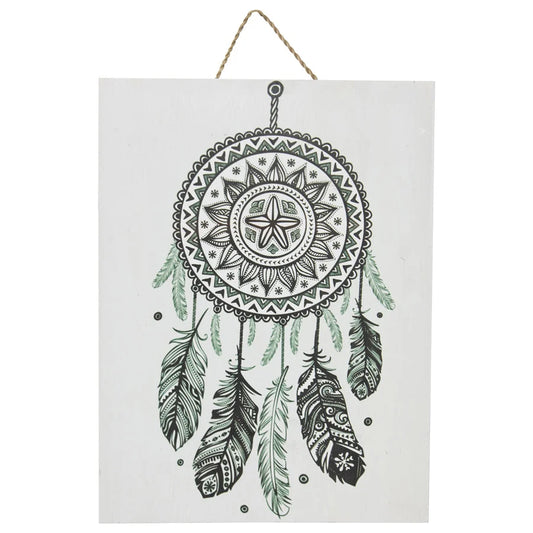 Handcrafted Monochrome Dream Catcher Wall Art 30x2cm - Home