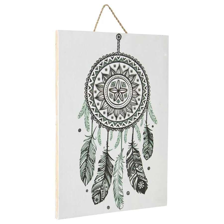 Handcrafted Monochrome Dream Catcher Wall Art 30x2cm - Home
