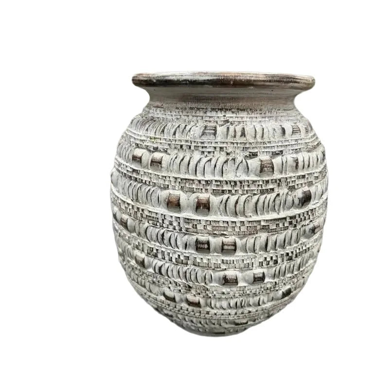 Handcrafted Natural Distressed Wooden Vase 29cm - Home &