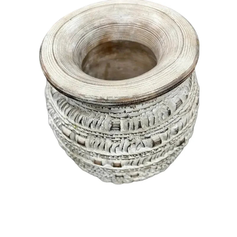 Handcrafted Natural Distressed Wooden Vase 29cm - Home &