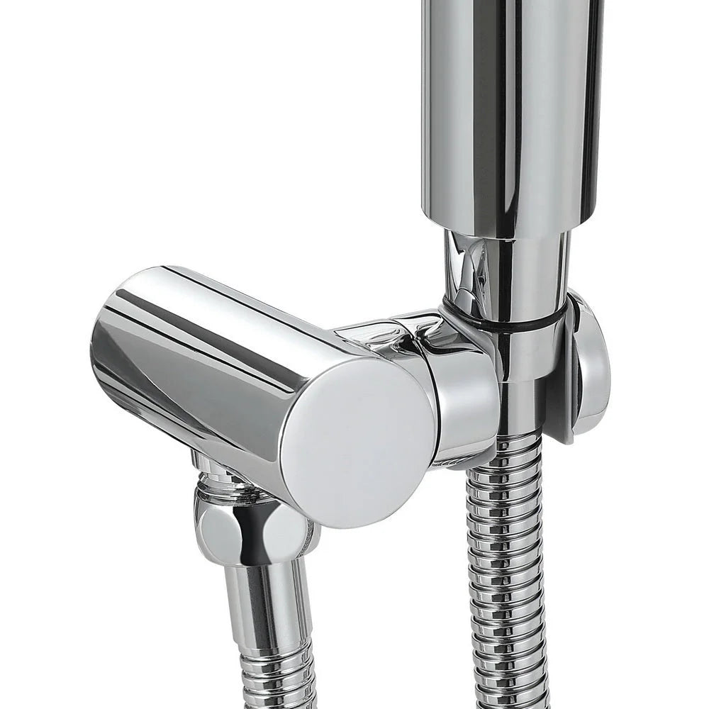 Silver shower head with brass body and chrome handle