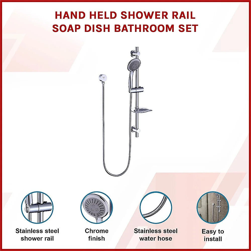 Handheld Shower Rail Soap Dish Bathroom Set