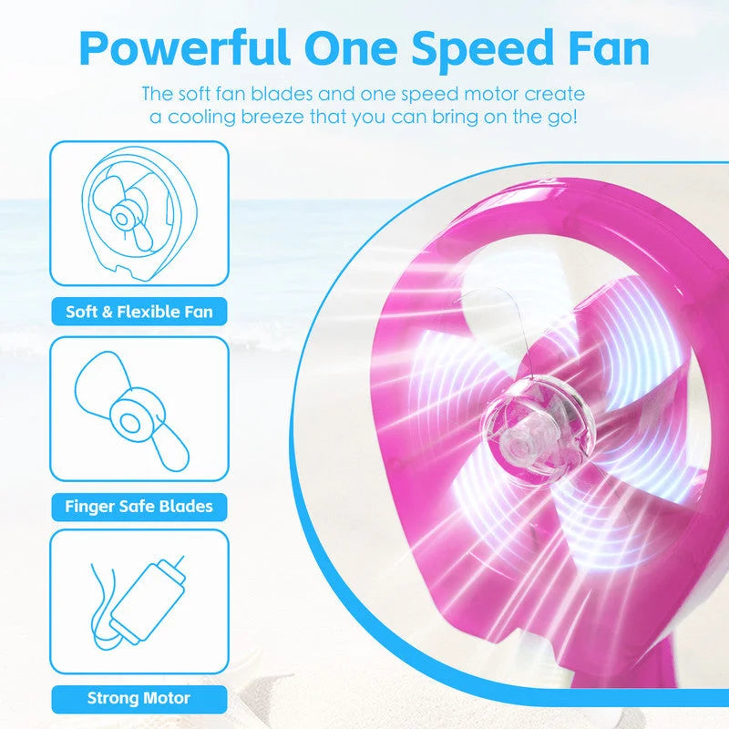 Handhold Battery Powered Personal Water Spray Fan-Blue/Pink