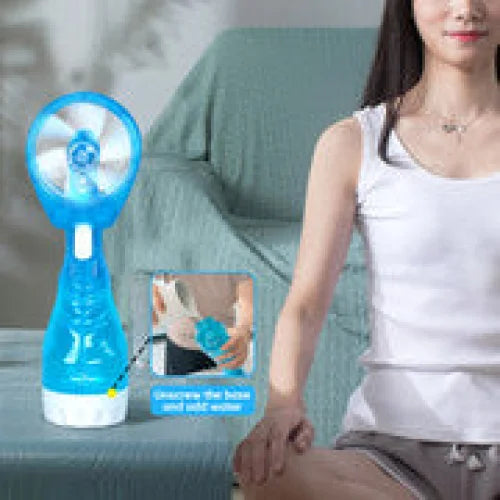 Handhold Battery Powered Personal Water Spray Fan-Blue/Pink