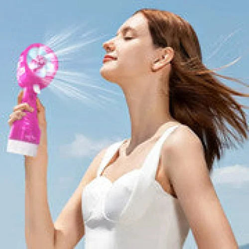 Handhold Battery Powered Personal Water Spray Fan-Blue/Pink