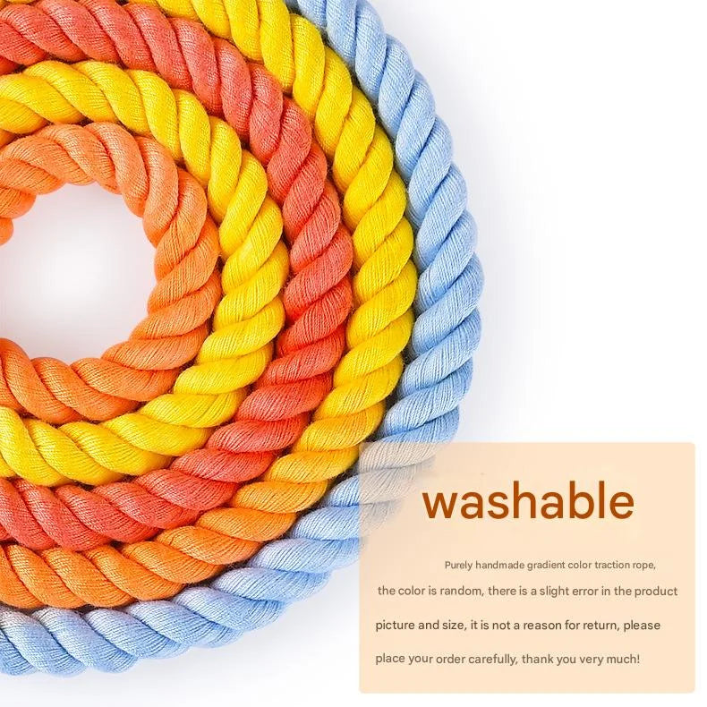Handmade Rope Dog Collar and Leash Set - Colorful Woven