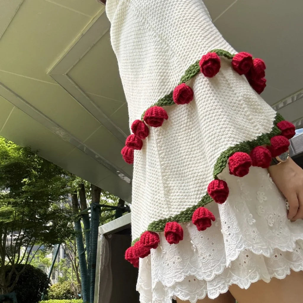 Handmade Rose Bouquet Blanket - Premium Finished Floral Nap