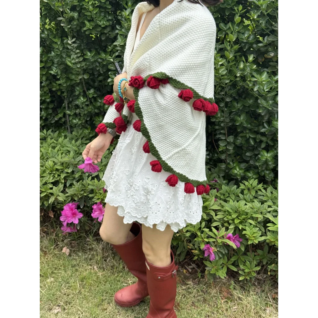 Handmade Rose Bouquet Blanket - Premium Finished Floral Nap