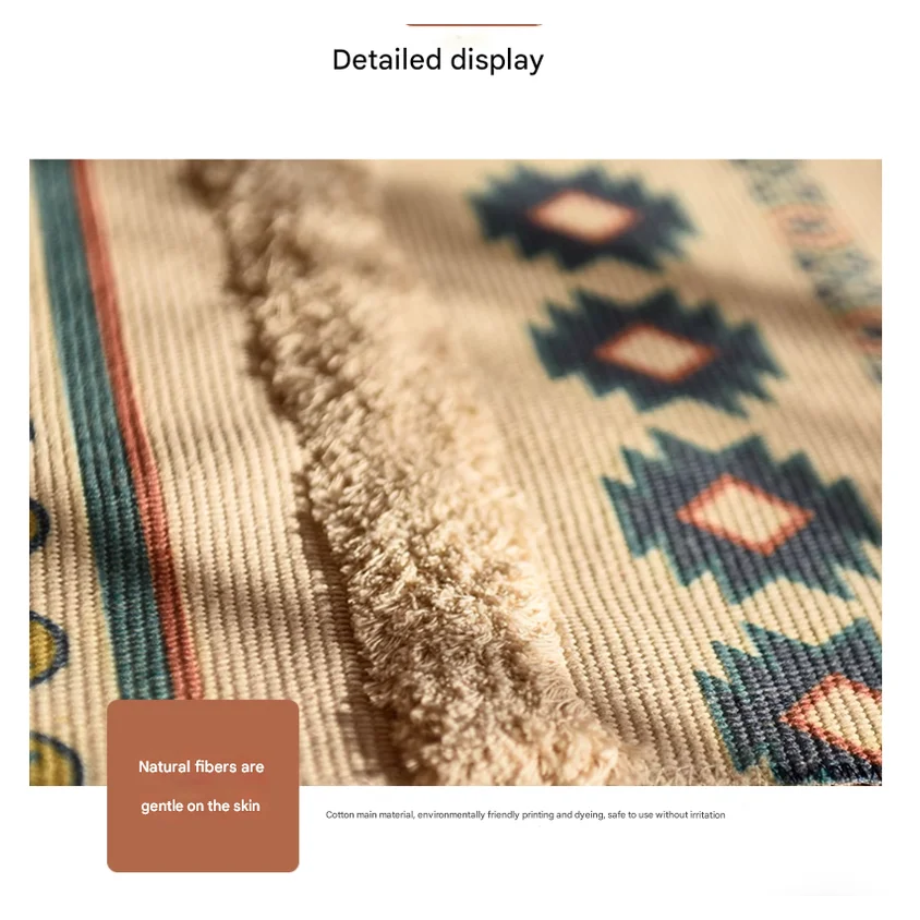 Handwoven Cotton Tassel Floor Rug for Bedroom or Living