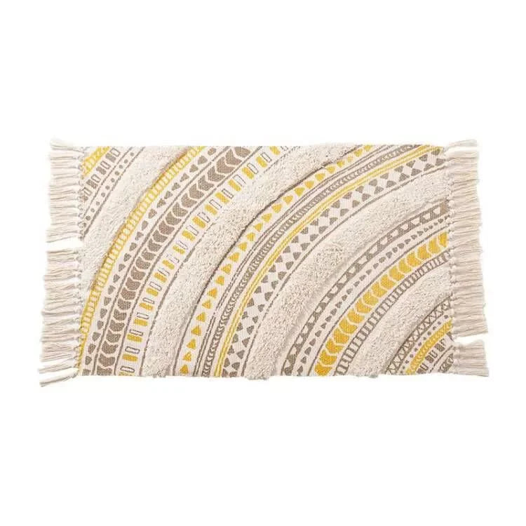 Handwoven Cotton Tassel Floor Rug for Bedroom or Living