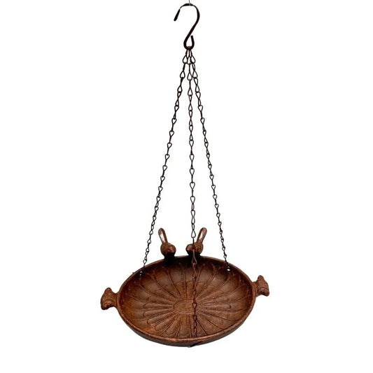 Hanging Cast-Iron Rust Birdfeeder w 2 Birds 41cm - Pet Care