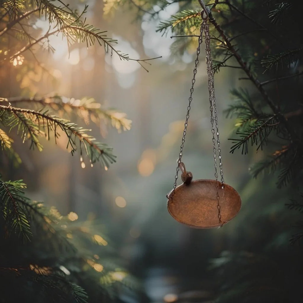 Hanging Cast-Iron Rust Birdfeeder w Bird 40cm - Home &