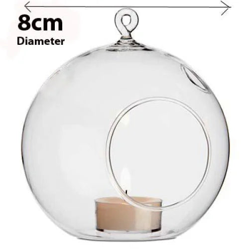 Hanging Clear Glass Ball Tealight Candle Holder 10 Pack