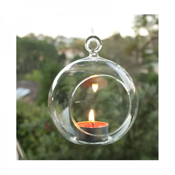 Hanging Clear Glass Ball Tealight Candle Holder 24 Pack
