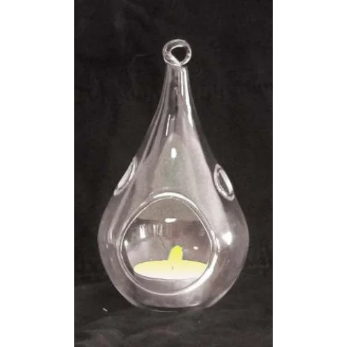 Hanging Clear Glass Tealight Candle Holder 10 Pack - 20cm