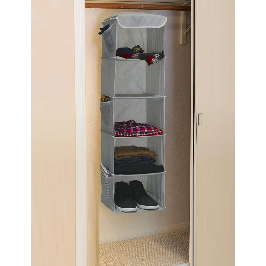 Hanging Closet Organizer 2-Pack 5-Foldable Shelf Space