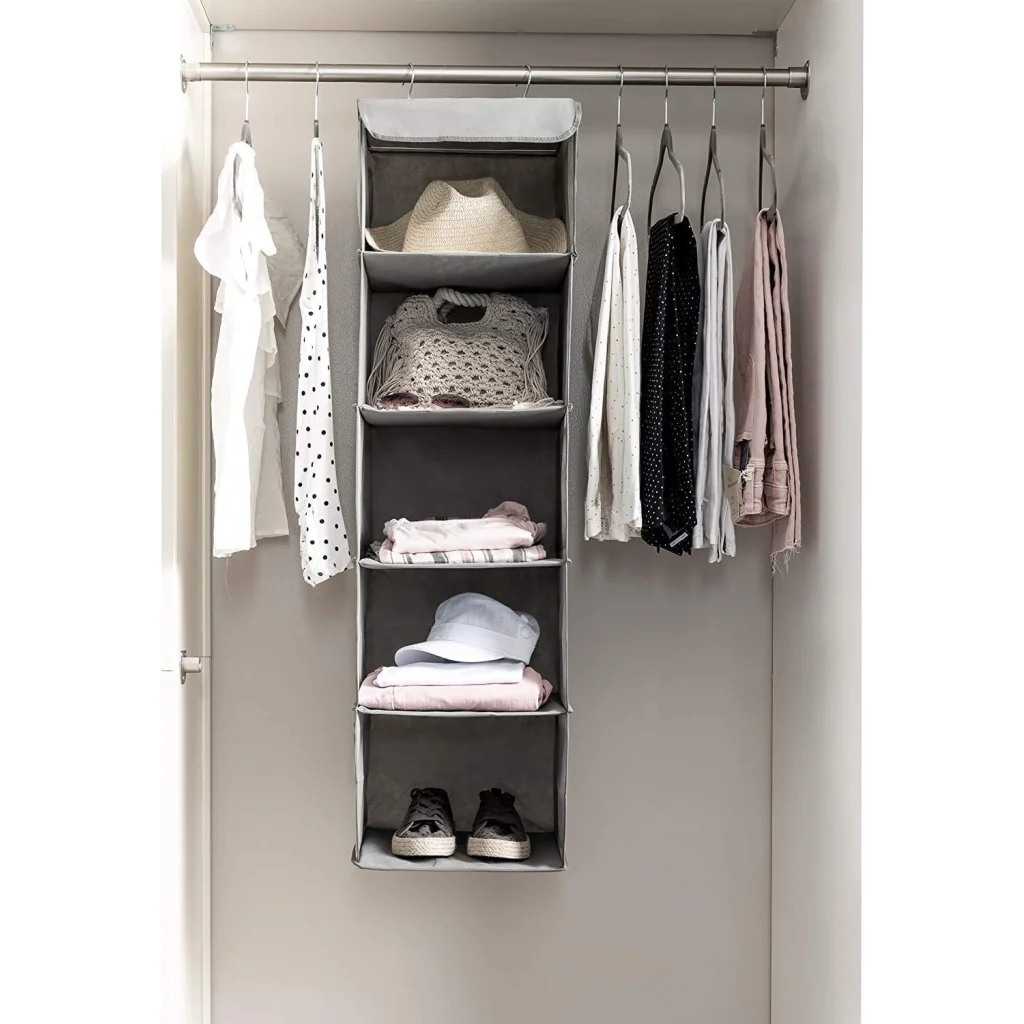 Hanging Closet Organizer 2-Pack 5-Foldable Shelf Space