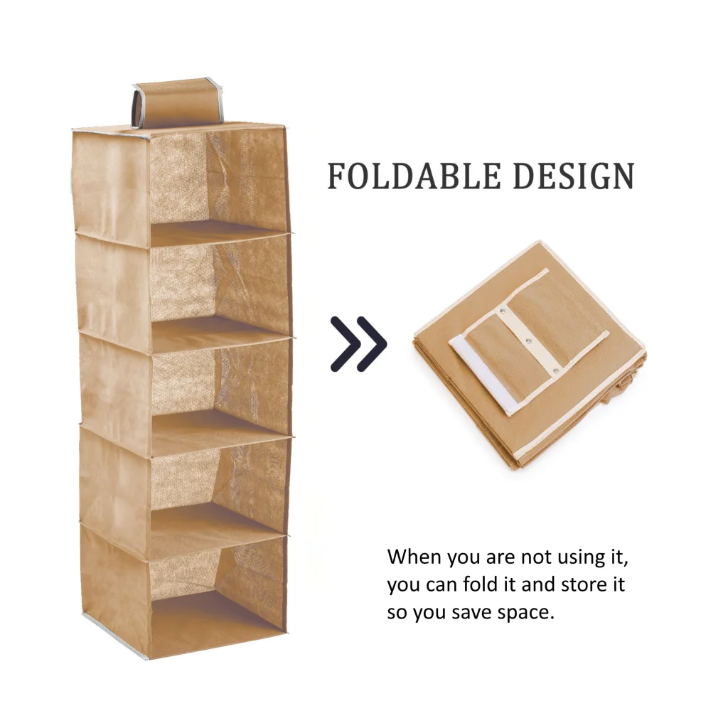 Hanging Closet Organizer 5-Tier Shelf Storage - 3 Pack