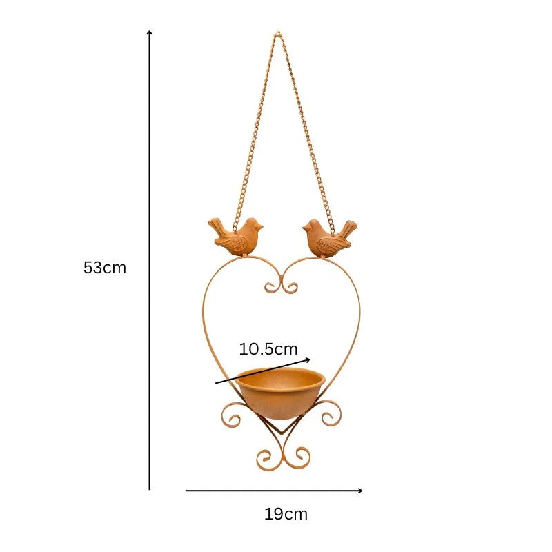 Hanging Heart w Birdfeeder + 2 Birds 34cm - Gift & Novelty