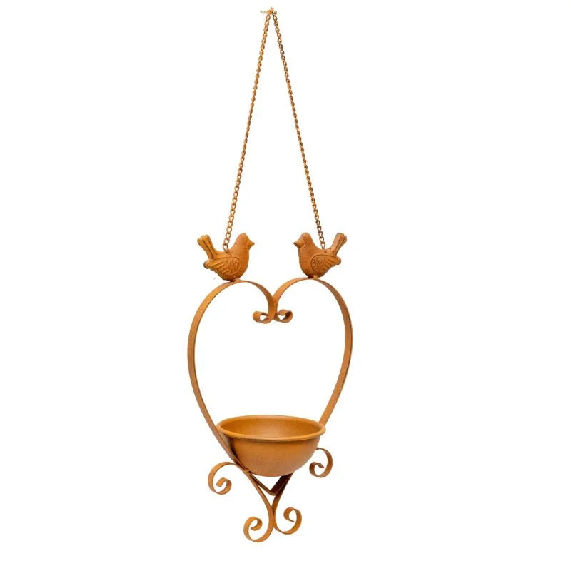 Hanging Heart w Birdfeeder + 2 Birds 34cm - Gift & Novelty