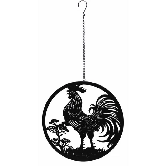 Hanging Rooster Metal Wall Art 40x77cm - Home & Garden >