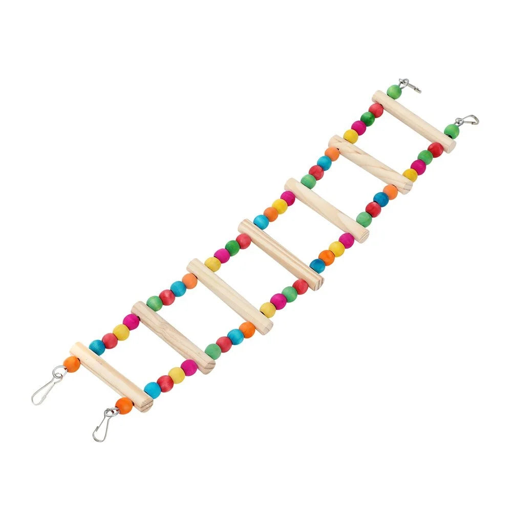 Hanging Swing Bird Parrot Budgie Toys - 4X Assorted Wood