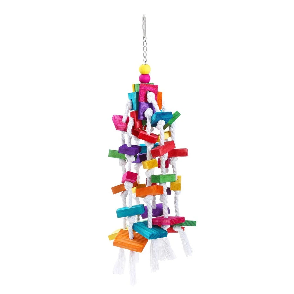 Hanging Swing Bird Parrot Budgie Toys - 4X Assorted Wood