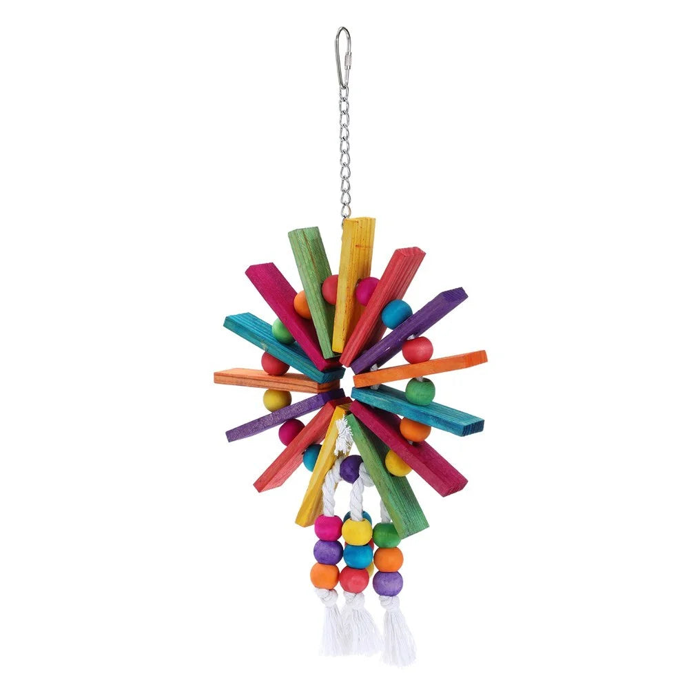 Hanging Swing Bird Parrot Budgie Toys - 4X Assorted Wood