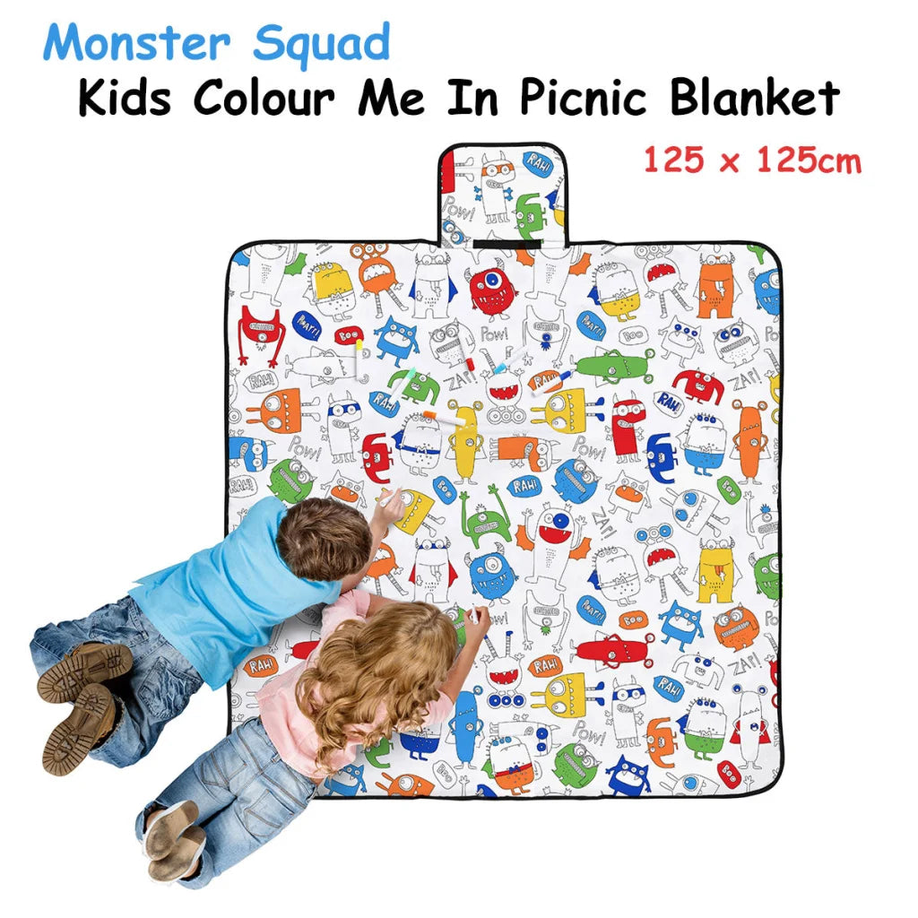 Happy Kids Monster Squad Colour Me In Picnic Blanket 125 x