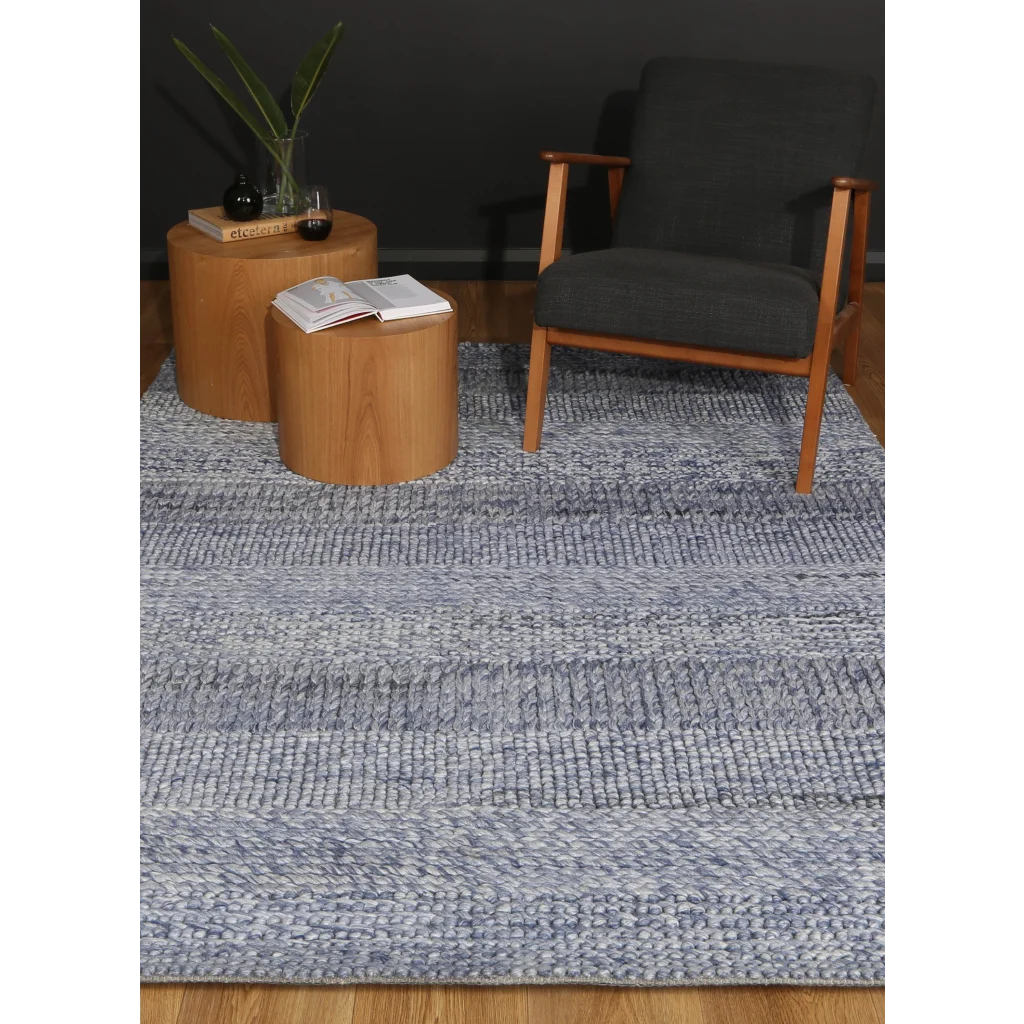 Harlow Grace Blue Wool Blend Rug - 160x230 - Home & Garden