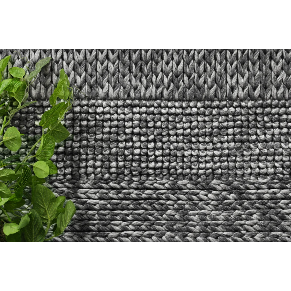 Harlow Grace Charcoal Wool Blend Rug - 200x290 - Home &