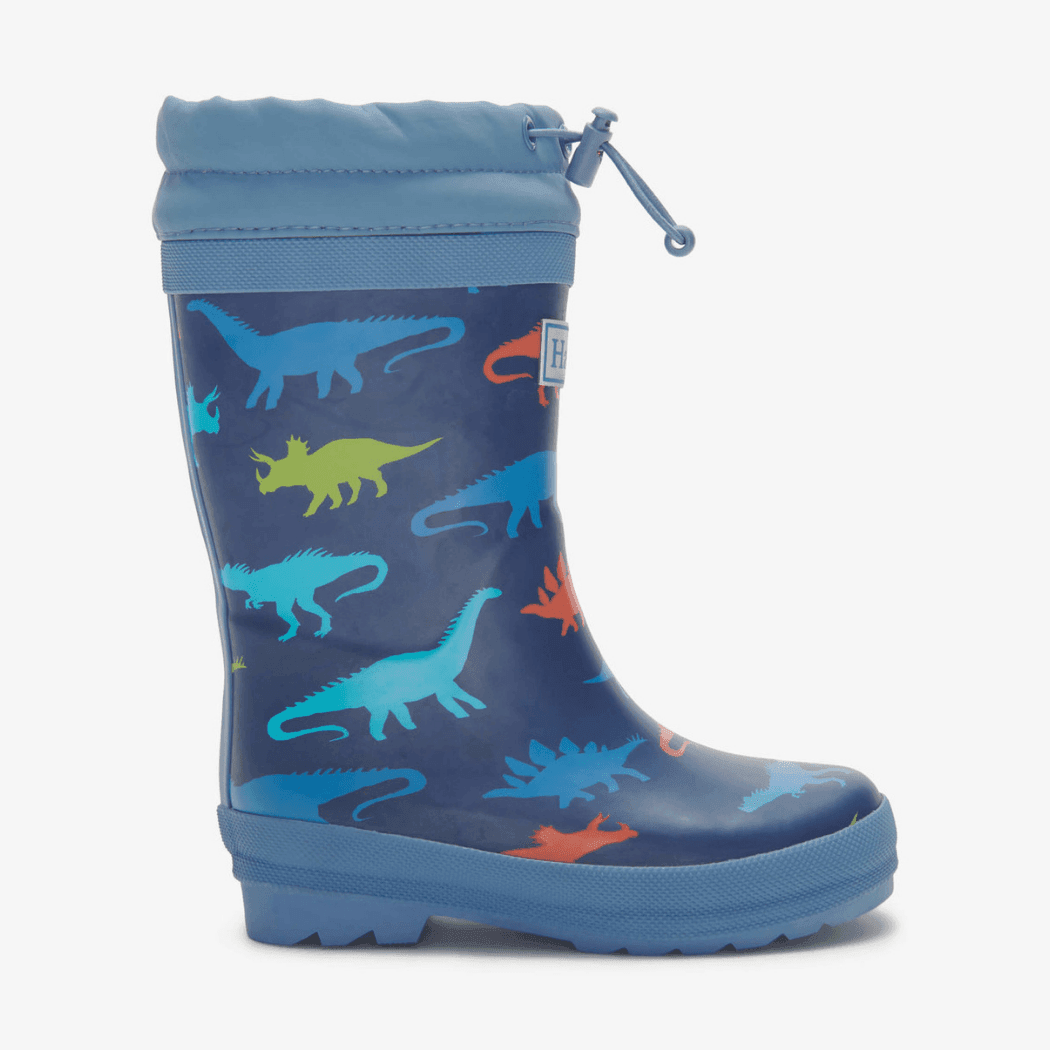 Hatley Dinosaur Silhouettes Sherpa Lined Kids Rain Boots Size 8